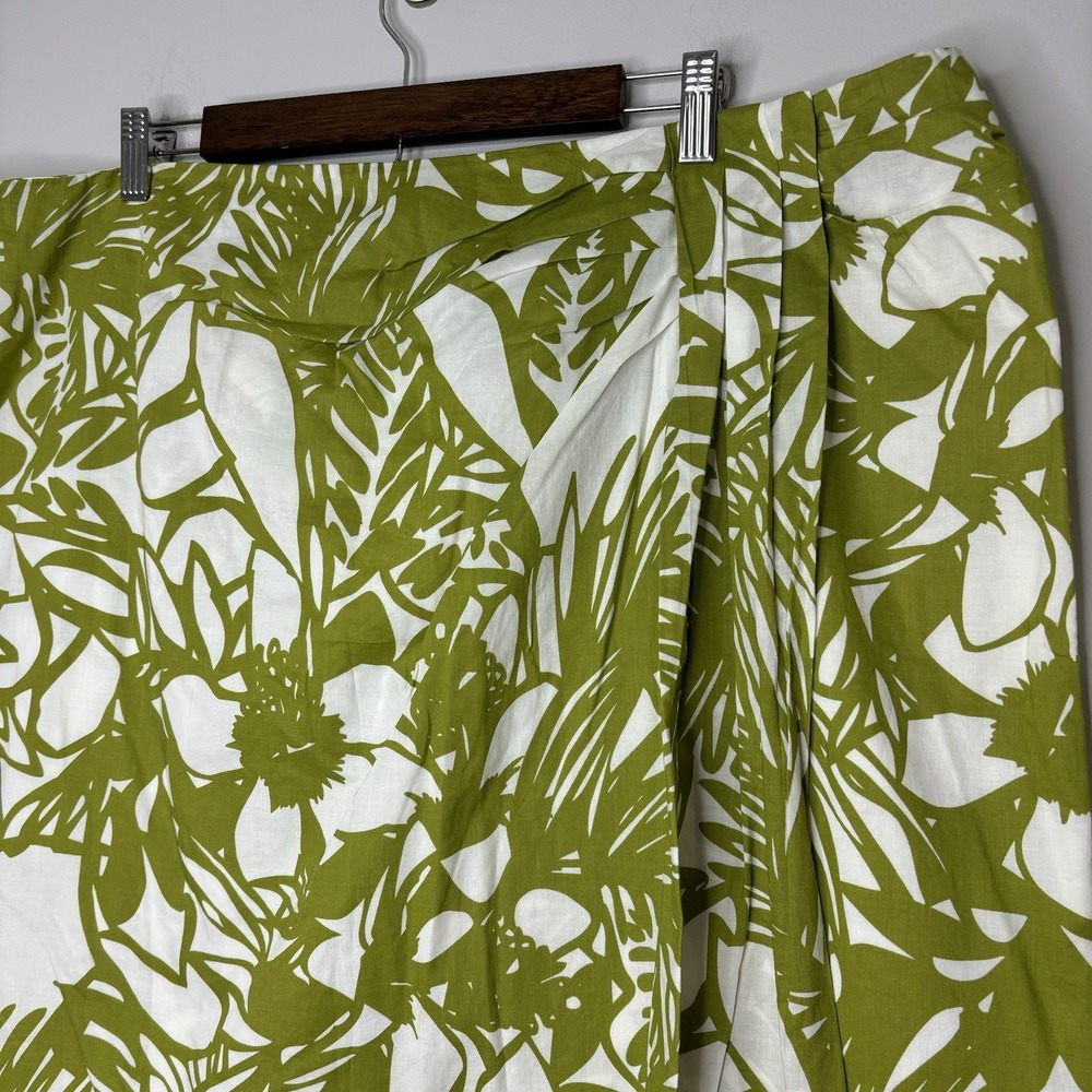 Lane Bryant Skirt Women 24 Green Tropical Wrap Floral A-Line Mini Vacation - Picture 2 of 8